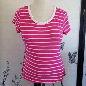[Alloy] Pink & White Stripe Tee Back Bow Detail